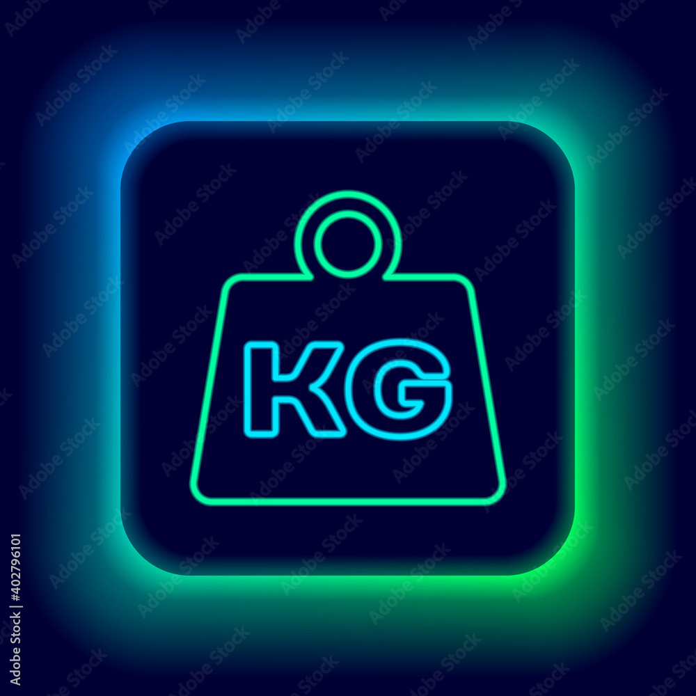 Glowing neon line Weight icon isolated on black background. Kilogram weight block for weight lifting and scale. Mass symbol. Colorful outline concept. Vector. Glowing neon line Weight icon isolated on black background. Kilogram weight block for weight lifting and scale. Mass symbol. Colorful outline concept. Vector.