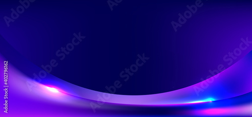 Banner web template blue and purple gradient curved shape with lighting background