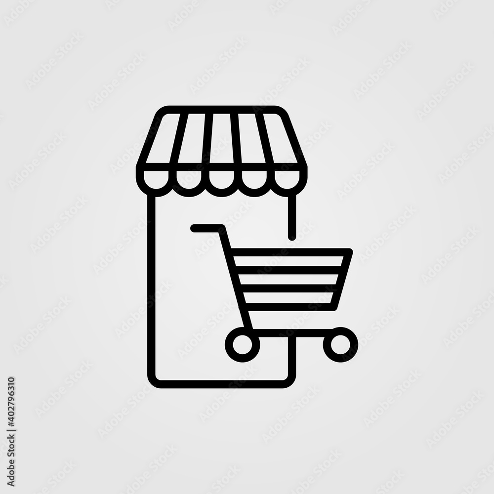 Online store, internet shopping icon. Ecommerce concept. Web site page and mobile app design element. Online store, internet shopping icon. Ecommerce concept. Web site page and mobile app design element.