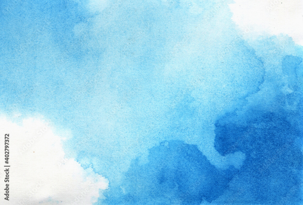 青の手描きの水彩背景素材stock Illustration Adobe Stock