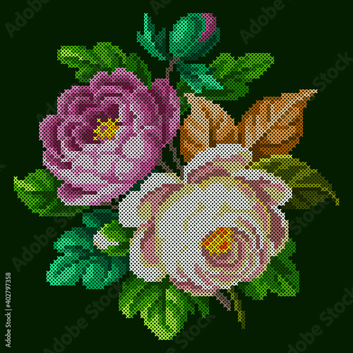 cross stitch vintage boquet