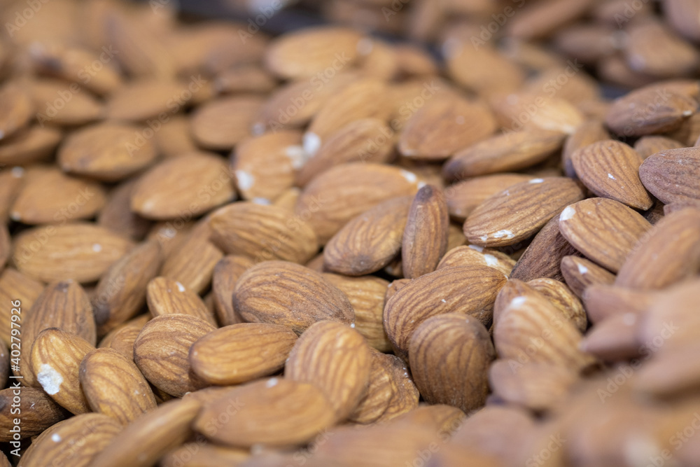 Raw almonds for sale at the local farmers market Raw almonds for sale at the local farmers market