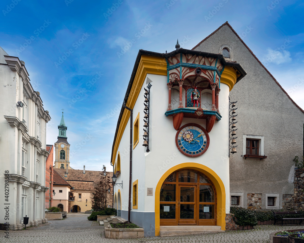 Colockworks and clock museum in Szekesfehervar Hungary. The characters