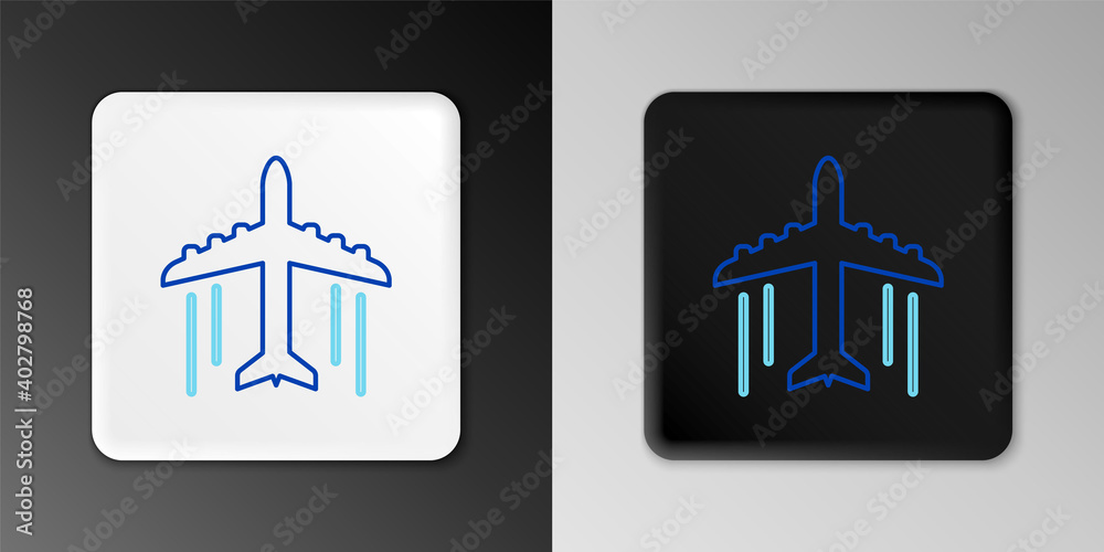 Line Plane icon isolated on grey background. Flying airplane icon. Airliner sign. Colorful outline concept. Vector. Line Plane icon isolated on grey background. Flying airplane icon. Airliner sign. Colorful outline concept. Vector.