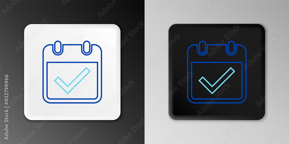 Line Calendar with check mark icon isolated on grey background. Colorful outline concept. Vector. Line Calendar with check mark icon isolated on grey background. Colorful outline concept. Vector.