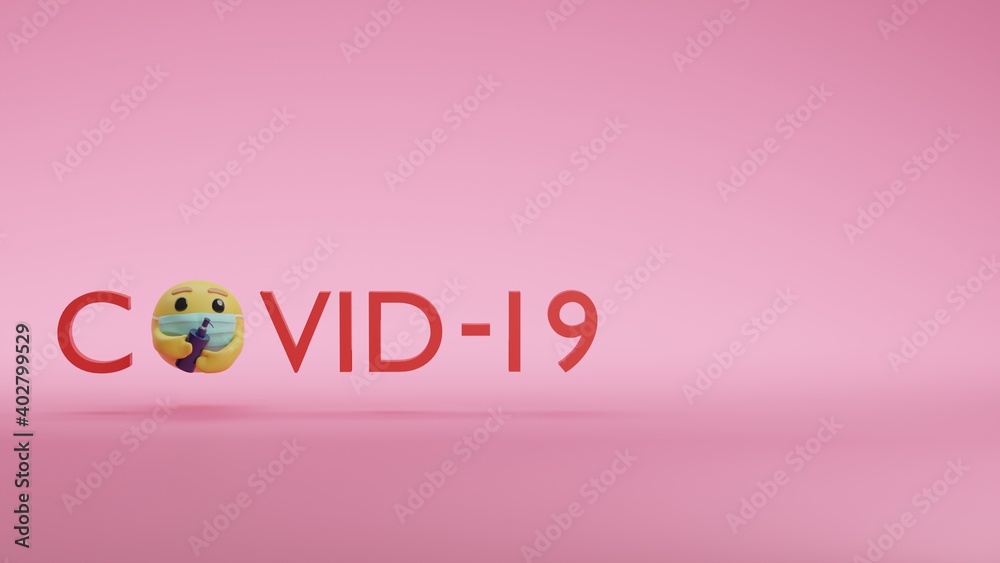 COVID-19 and alcohol gel for you, concept of washing hands for COVID-19 situation, 3D rendering