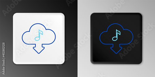 Line Cloud download music icon isolated on grey background. Music streaming service, sound cloud computing, online media streaming, audio wave. Colorful outline concept. Vector.