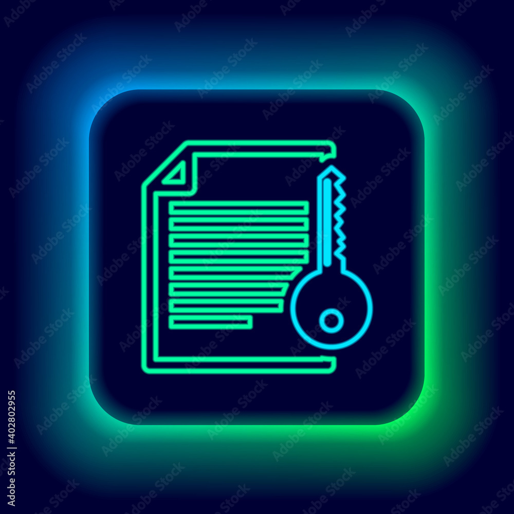 Glowing neon line Smart contract icon isolated on black background. Blockchain technology, cryptocurrency mining, bitcoin, altcoins, digital money market. Colorful outline concept. Vector. Glowing neon line Smart contract icon isolated on black background. Blockchain technology, cryptocurrency mining, bitcoin, altcoins, digital money market. Colorful outline concept. Vector.