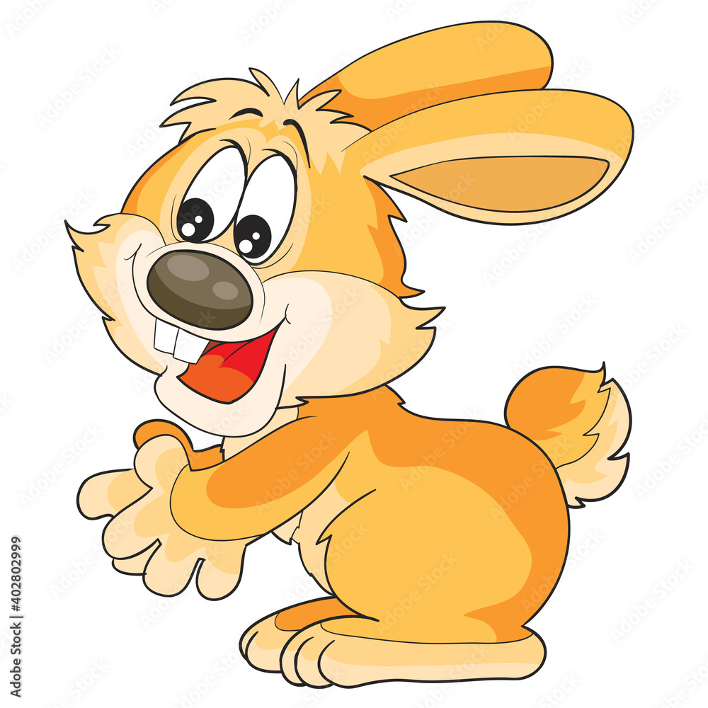 Obraz premium cute character of funny hare, cartoon illustration, isolated object on white background, vector,