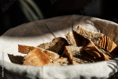 A bread basket on an italian table