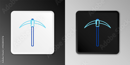 Line Pickaxe icon isolated on grey background. Blockchain technology, cryptocurrency mining, bitcoin, digital money market, cryptocoin wallet. Colorful outline concept. Vector.