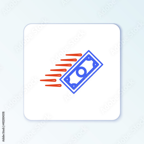 Line Fast payments icon isolated on white background. Fast money transfer payment. Financial services, fast loan, time is money, cash back concept. Colorful outline concept. Vector.