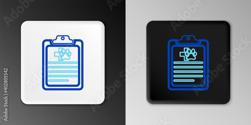 Line Clipboard with medical clinical record pet icon isolated on grey background. Health insurance form. Medical check marks report. Colorful outline concept. Vector.