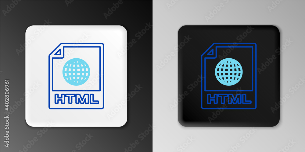 Line HTML file document. Download html button icon isolated on grey background. HTML file symbol. Markup language symbol. Colorful outline concept. Vector. Line HTML file document. Download html button icon isolated on grey background. HTML file symbol. Markup language symbol. Colorful outline concept. Vector.