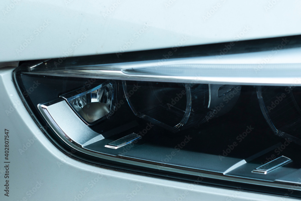 close up of a car headlight