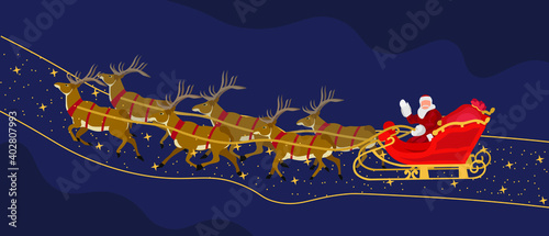 santa claus sleigh with reindeer