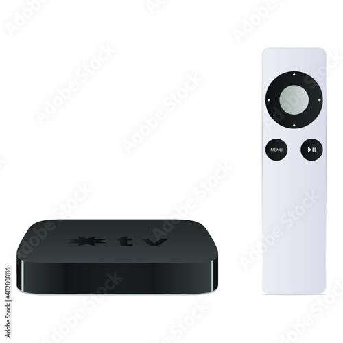 Fotografia Smart tv home system. Television wifi device with remote control