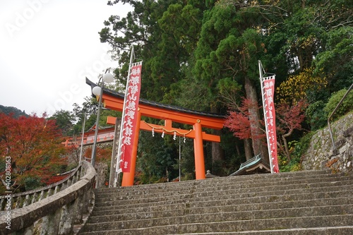 Torii and Stairway to Kumano Kumano Nachi Taisha or Shrine in Wakayama  Japan