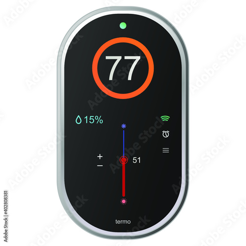 Smart thermostat isolated on white. Modern room temperature technology