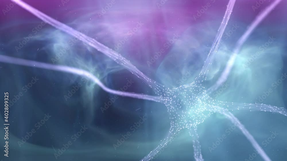 Neuron cell in the brain animation. Three-dimensional animated neural structure copy space background. Neuron cell in the brain animation. Three-dimensional animated neural structure copy space background.