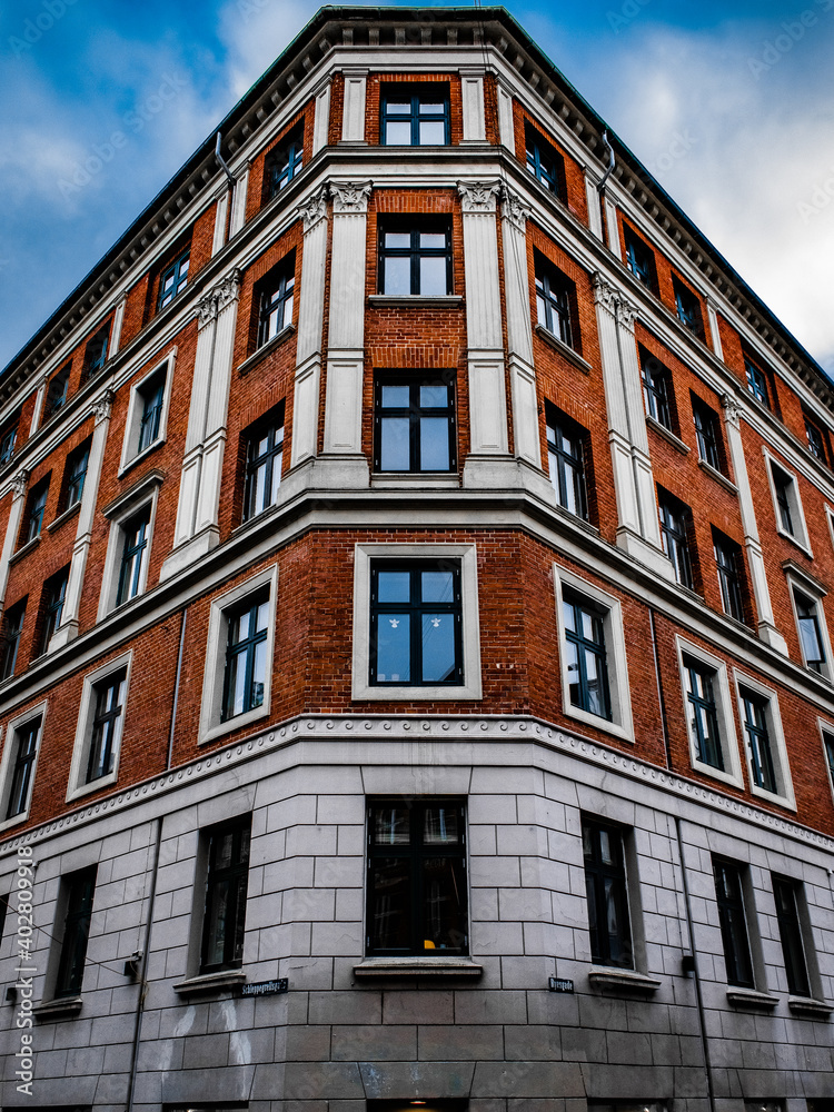 Corner building facade