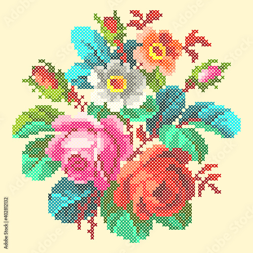 cross stitch flowers