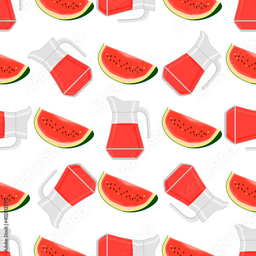 Illustration on theme colored lemonade in watermelon jug