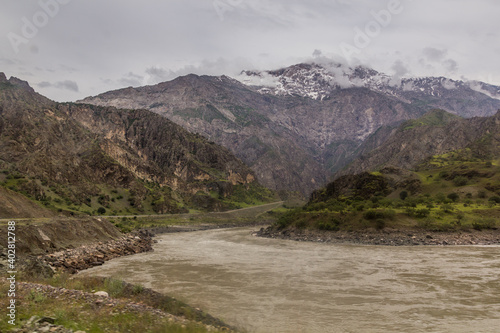 Fototapeta Naklejka Na Ścianę i Meble -  River Panj (Pyandzh) between Tajikistan and Afghanistan