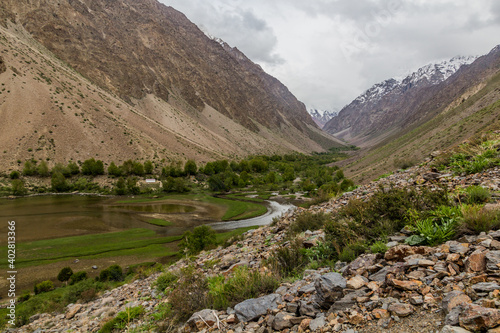 Jisev (Jizev or Jizeu) valley in Pamir mountains, Tajikistan