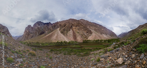 Jisev (Jizev or Jizeu) valley in Pamir mountains, Tajikistan photo