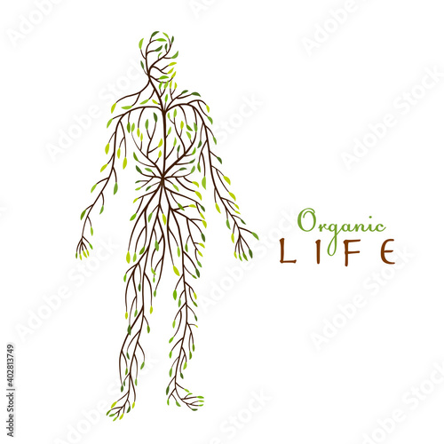 Organic Life concept. Green leaf people shape for your design