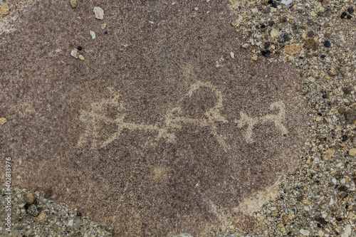 Ancient petroglyphs in Langar village in Wakhan valley, Tajikistan