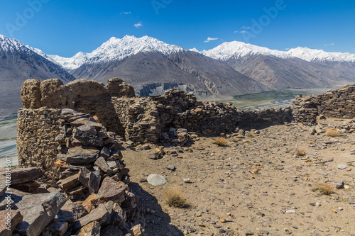 Yamchun fort in Wakhan valley, Tajikistan photo