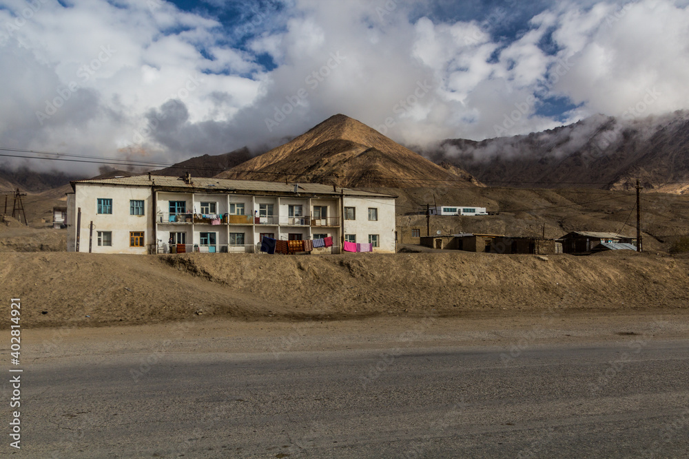 View of Murghab village in Gorno-Badakhshan Autonomous Region, Tajikistan