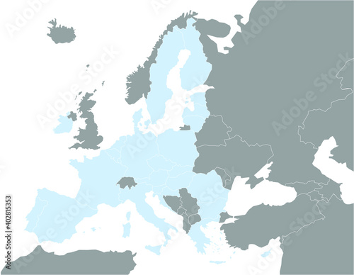 Europakarte EU blau  grau wei    nach Brexit 
