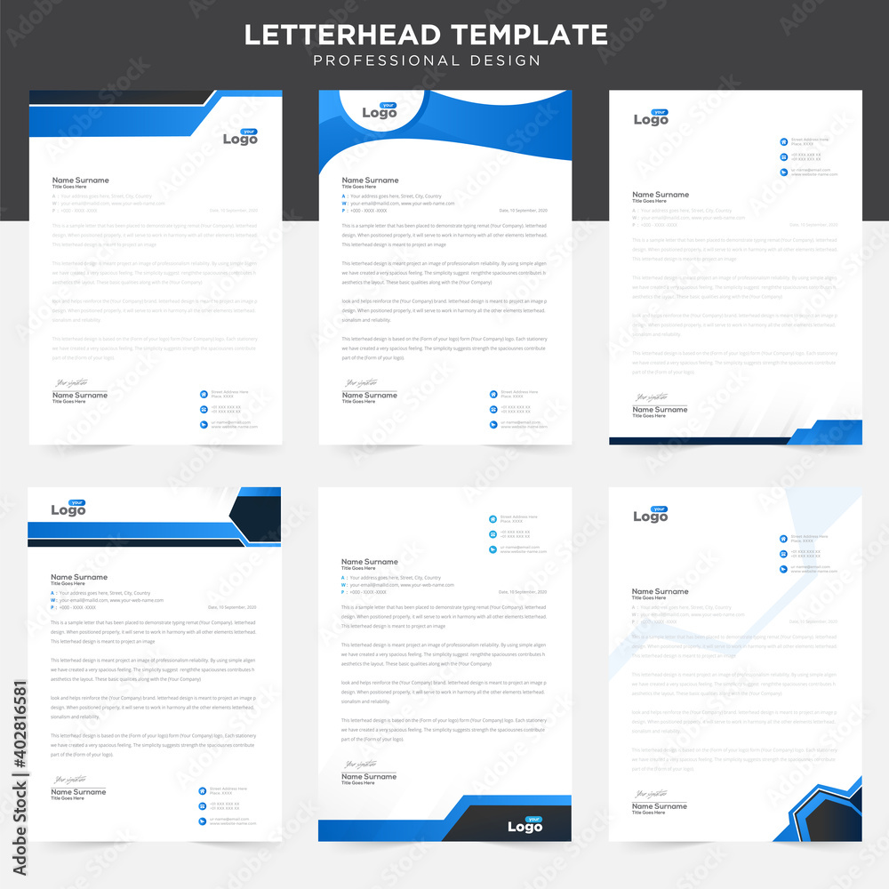 Simple creative modern letterhead templates for your project design, Vector illustration