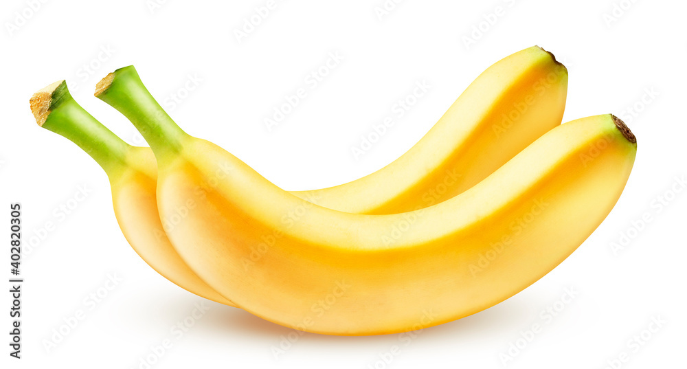 Two bananas isolated on white background with clipping path.