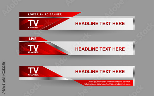 Set collection vector of Broadcast News Lower Thirds Template layout design banner for bar Headline news title, sport game in Television, Video and Media Channel