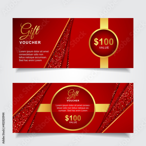 Collection of luxury gift cards and invitations with elegant gold element decoration. Vector layout design template can use for voucher, ticket, coupun in holiday event