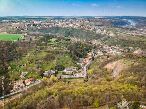 Canvas Print Aerial view of valley Dolni Sarka in Prague 6 with Suchdol in background
