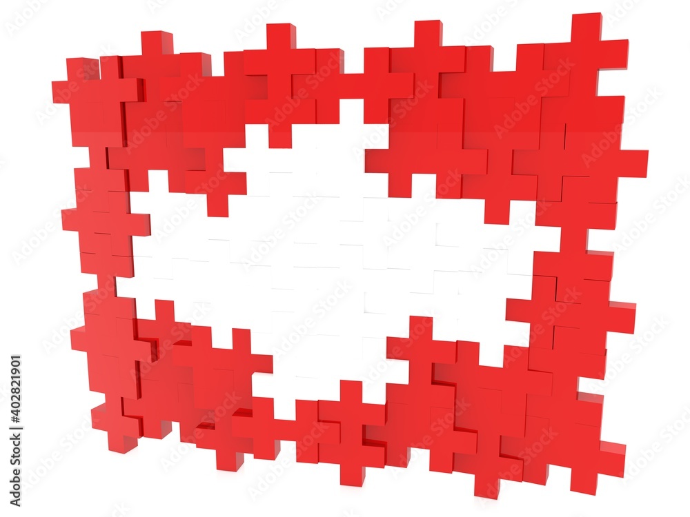 Puzzle pieces in the form of the Swiss flag