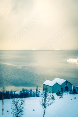 house in snowy landscape in Norway
