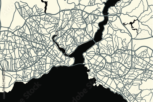 Istanbul (Turkey) street network map. istanbul map poster