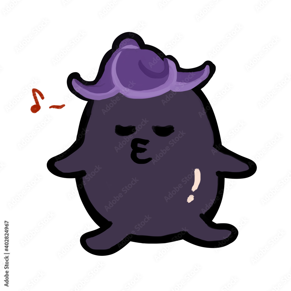 Illustrazione Stock 野菜キャラクター 口笛を吹くかわいい茄子 Adobe Stock