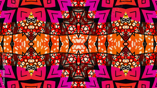 Geometric and colorful pattern of an African textured fabric (seamless cotton, photo) 