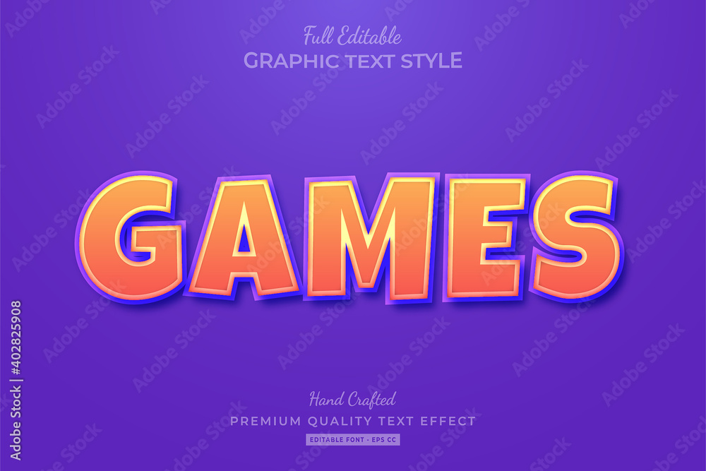 Games Cartoon Editable Text Effect Font Style