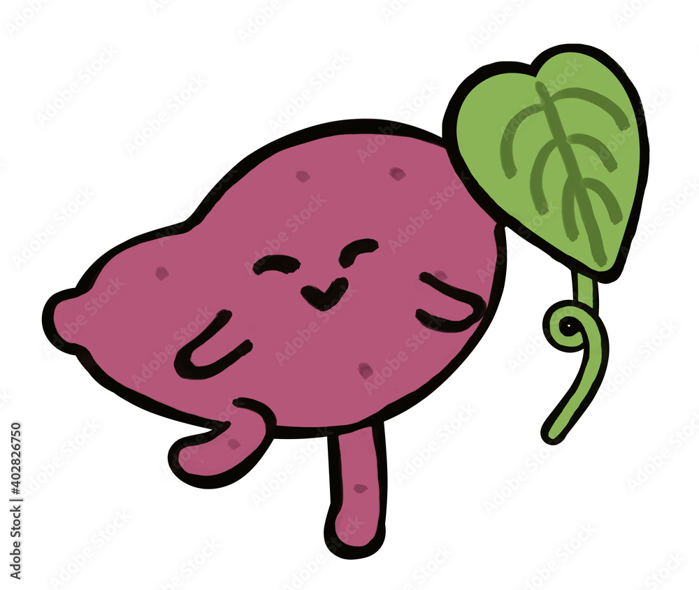野菜キャラクター かわいいツル付きサツマイモ 女の子 Stock Illustration Adobe Stock