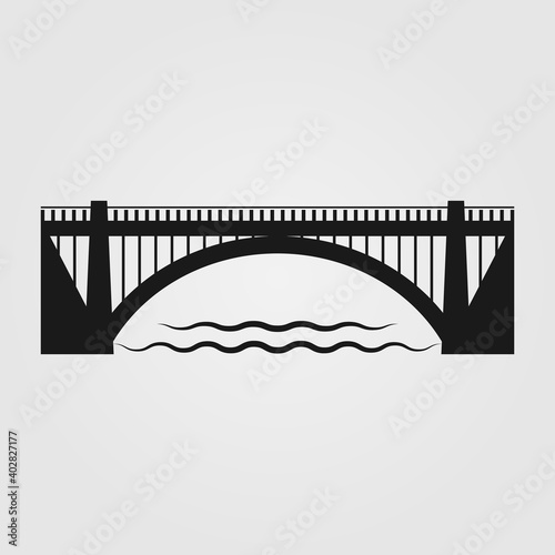 Bridge over the river or sea icon. Transport bridge symbol. Logo design element.