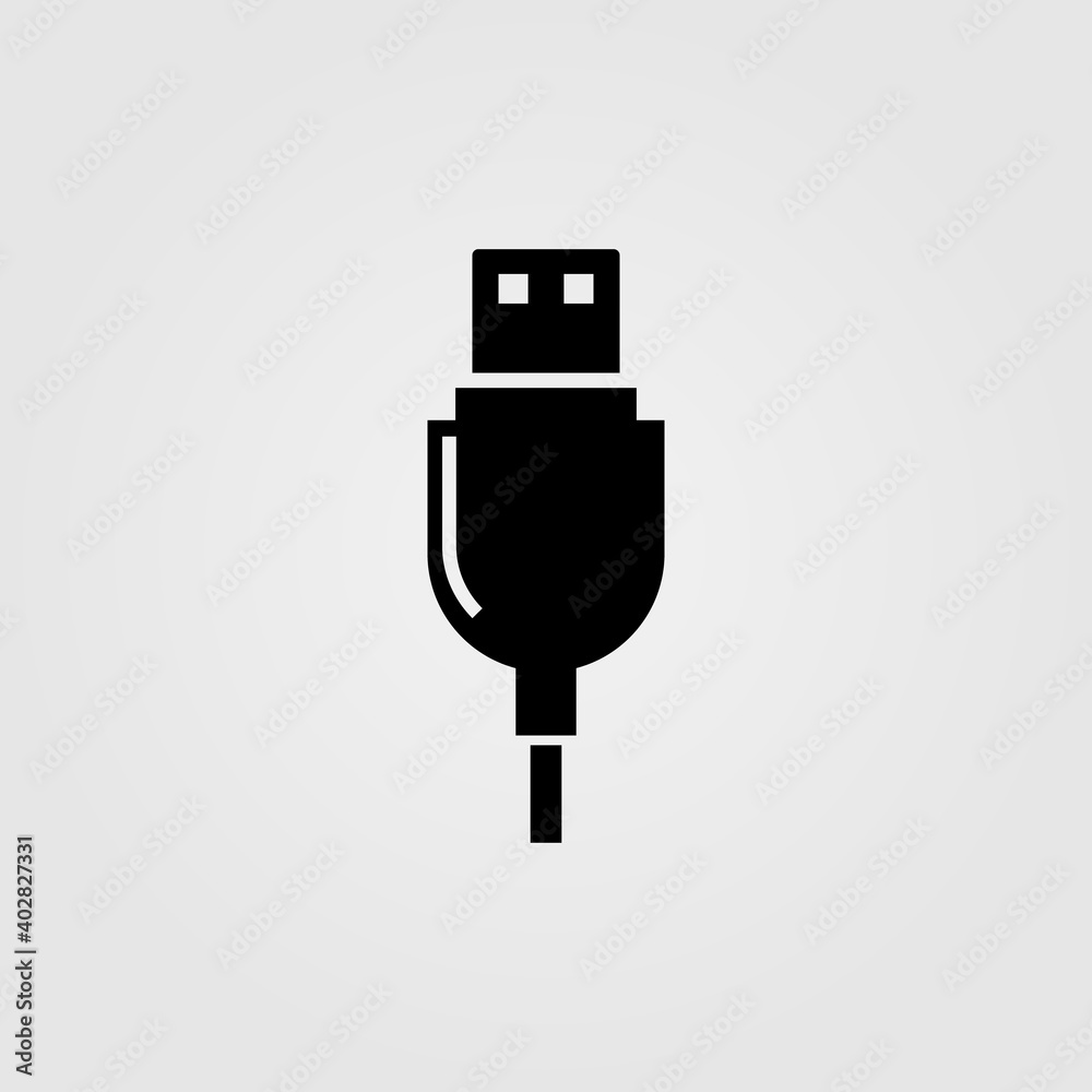 Usb cable icon for mobile device charge, data transfer.