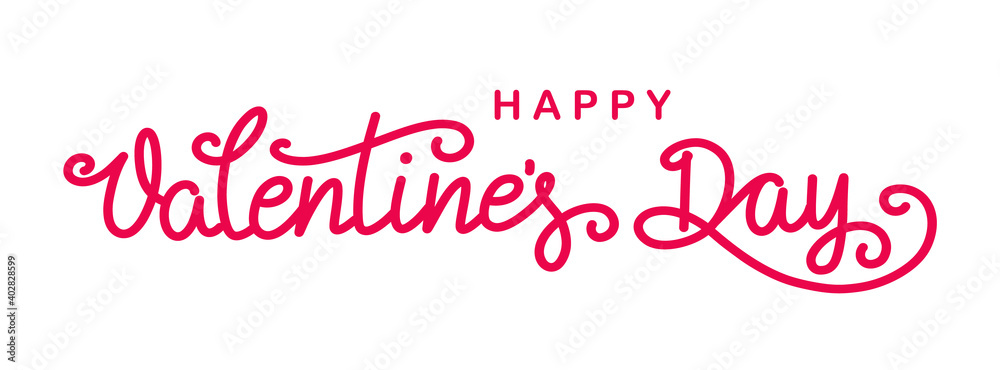 Valentine's day hand drawn lettering banner. Text isolated on white for postcard, poster, design element. Vector illustration.
